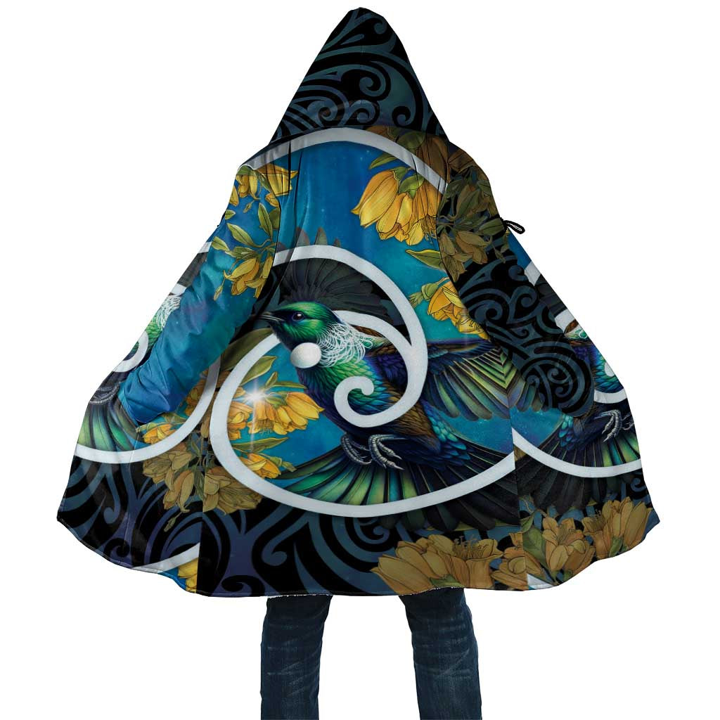 New Zealand Tui Bird Cloak Maori Koru With Kowhai Flowers LT05 Unisex Black - Polynesian Pride