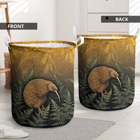 New Zealand Kiwi Bird Laundry Basket Silver Fern Mix Maori Pattern LT05 - Polynesian Pride