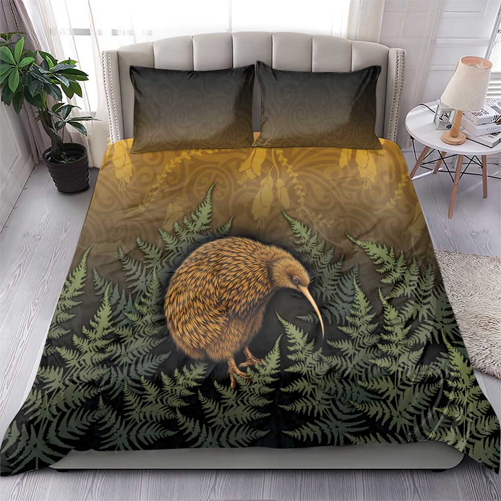 New Zealand Kiwi Bird Bedding Set Silver Fern Mix Maori Pattern LT05 - Polynesian Pride