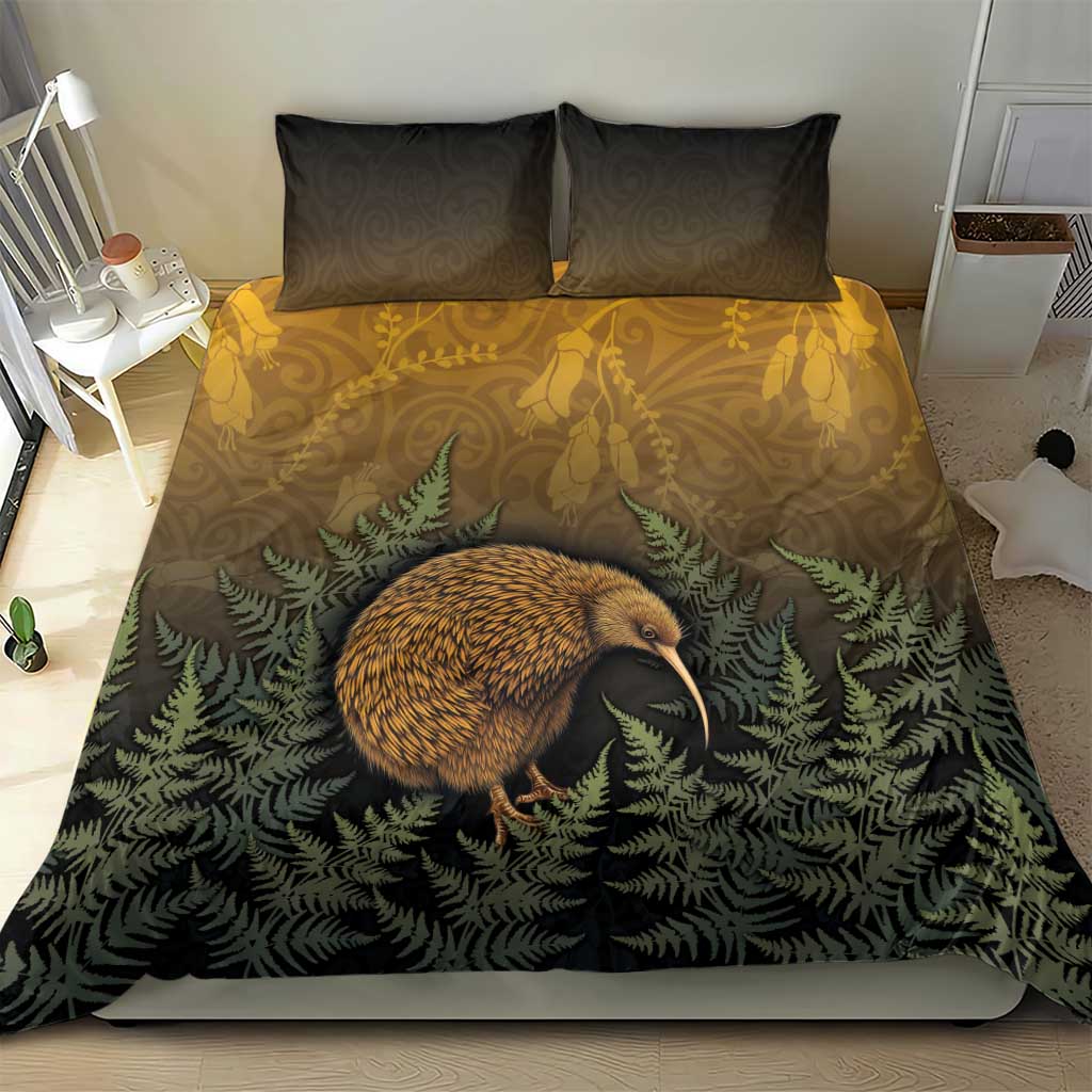 New Zealand Kiwi Bird Bedding Set Silver Fern Mix Maori Pattern LT05 - Polynesian Pride