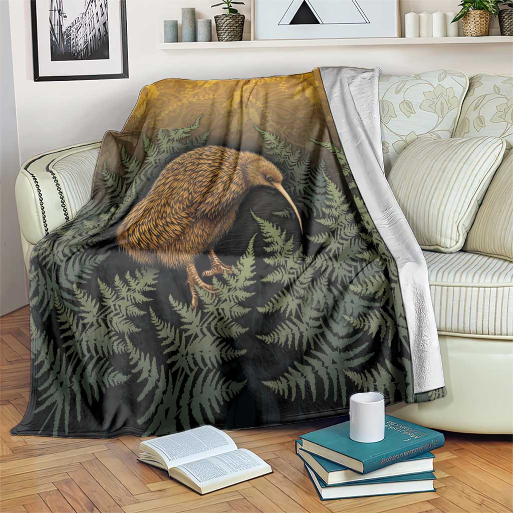 New Zealand Kiwi Bird Blanket Silver Fern Mix Maori Pattern LT05 Brown - Polynesian Pride