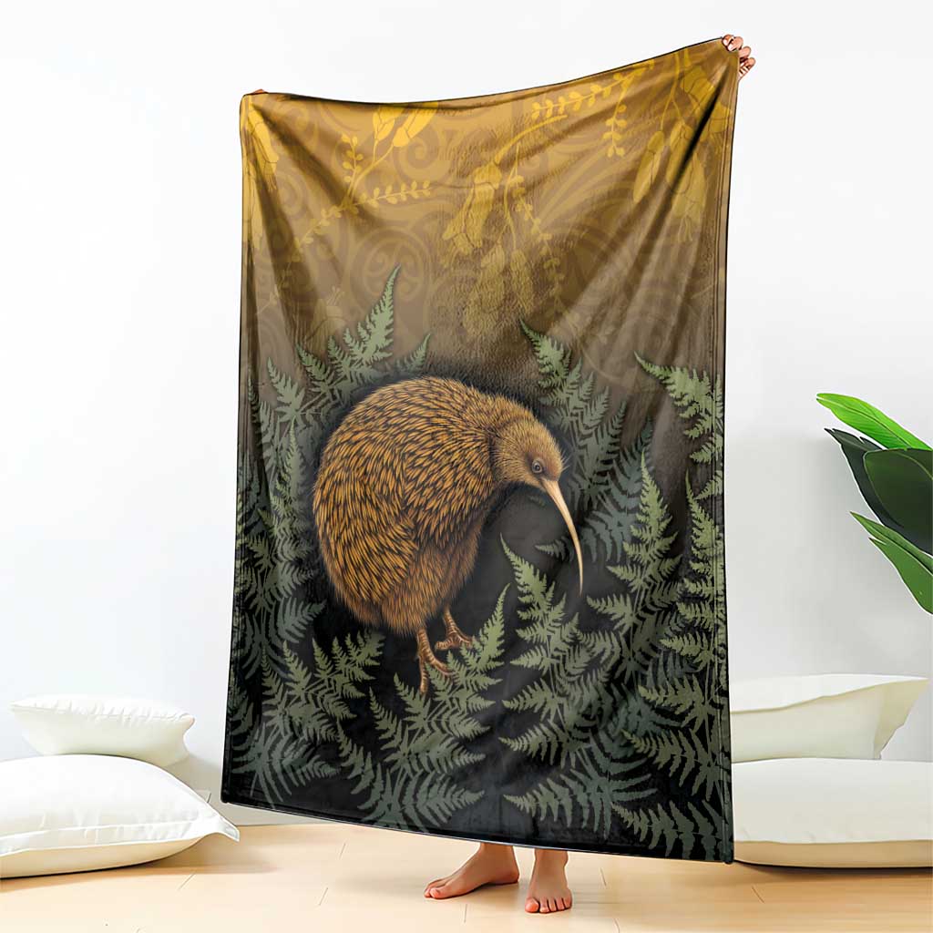 New Zealand Kiwi Bird Blanket Silver Fern Mix Maori Pattern LT05 - Polynesian Pride