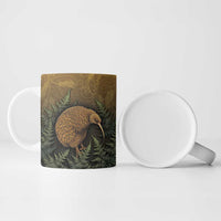New Zealand Kiwi Bird Ceramic Mug Silver Fern Mix Maori Pattern LT05 - Polynesian Pride