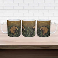 New Zealand Kiwi Bird Ceramic Mug Silver Fern Mix Maori Pattern LT05 - Polynesian Pride