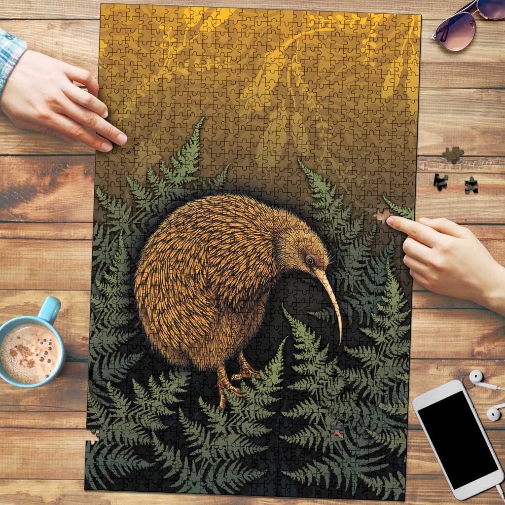 New Zealand Kiwi Bird Puzzle Silver Fern Mix Maori Pattern LT05 Brown - Polynesian Pride