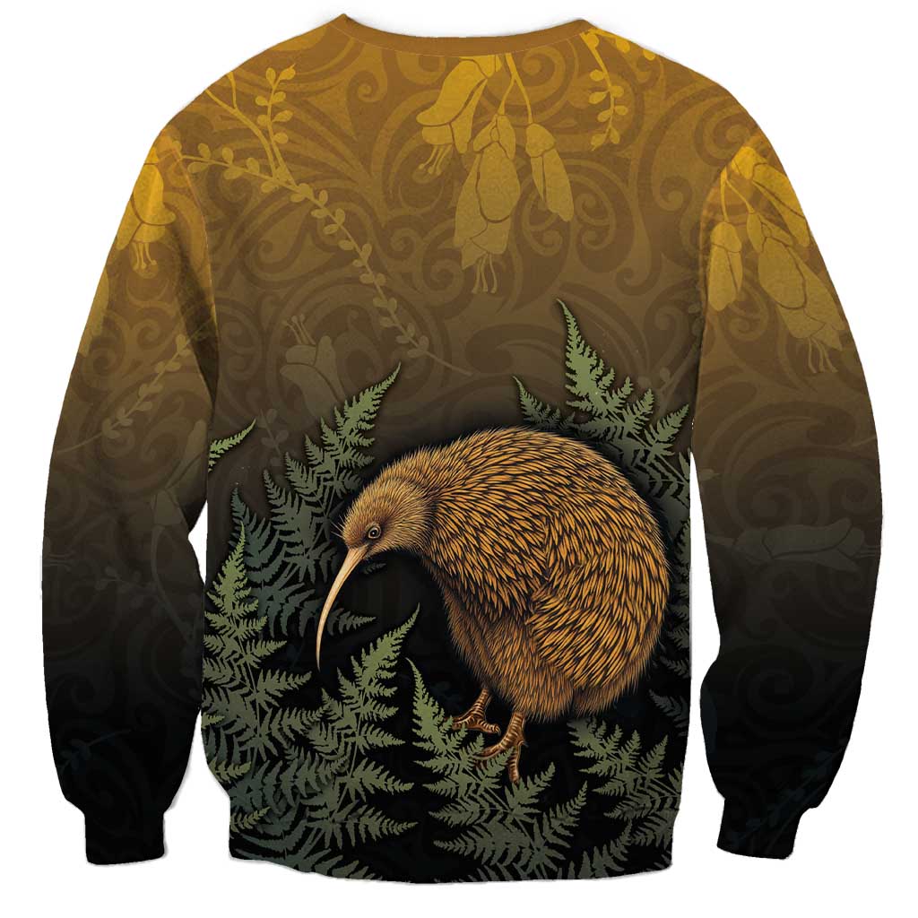 New Zealand Kiwi Bird Sweatshirt Silver Fern Mix Maori Pattern LT05 - Polynesian Pride
