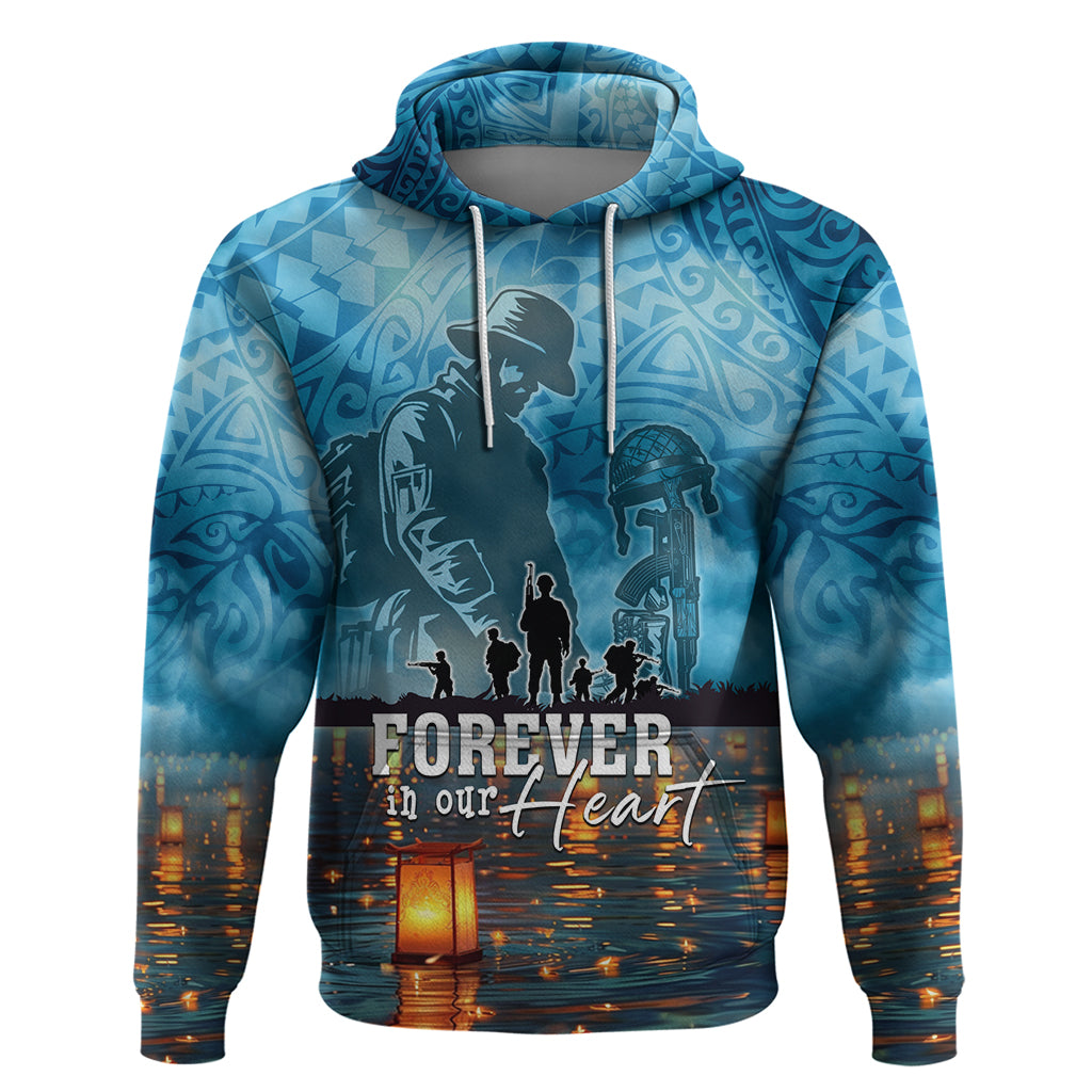 Hawaii Memorial Day Lantern Floating Hoodie Always In Our Hearts LT05 Pullover Hoodie Blue - Polynesian Pride
