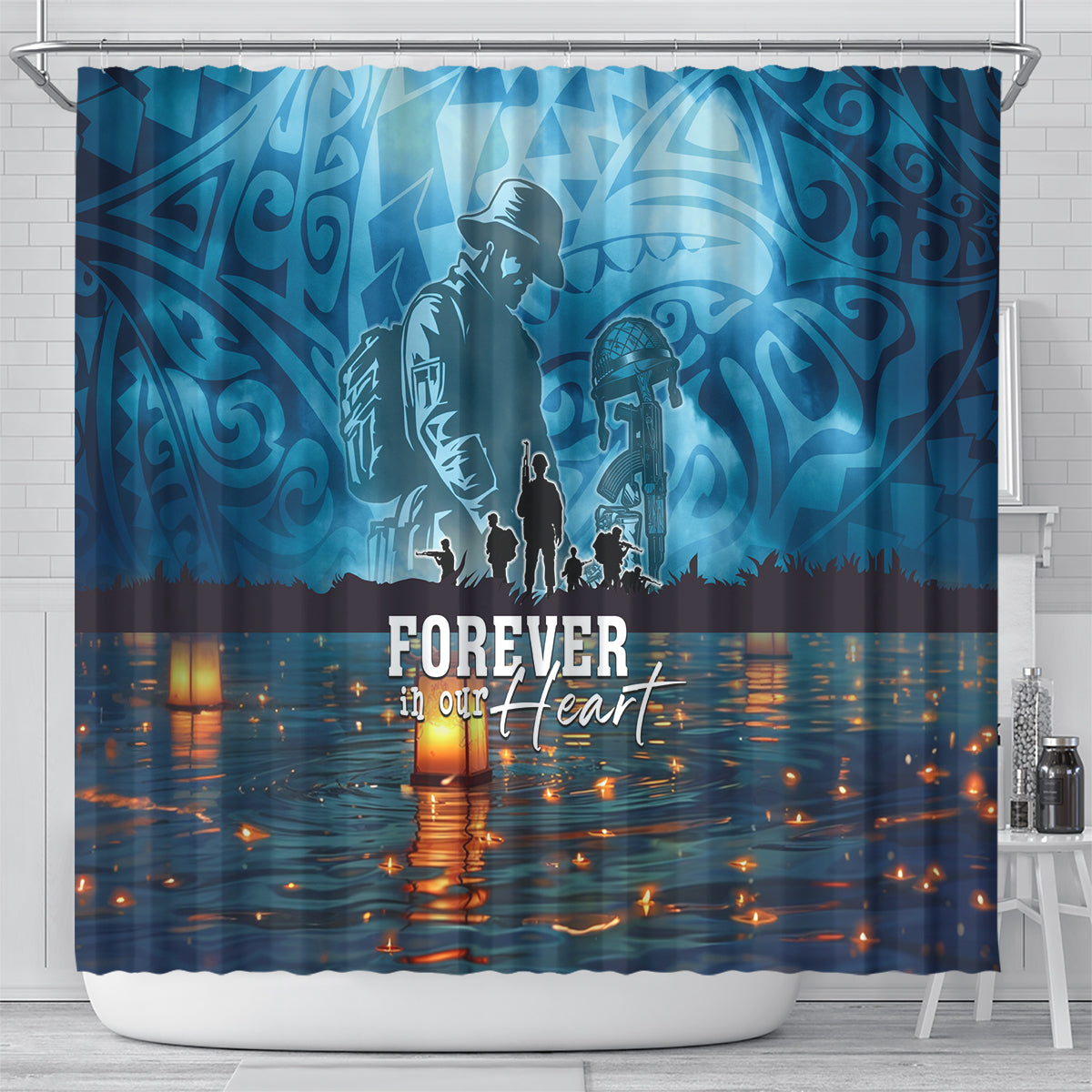 Hawaii Memorial Day Lantern Floating Shower Curtain Always In Our Hearts LT05 - Polynesian Pride