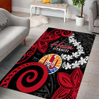 Tahiti Heiva Festival Area Rug Floral Pattern With Coat Of Arms LT05 - Polynesian Pride