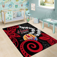 Tahiti Heiva Festival Area Rug Floral Pattern With Coat Of Arms LT05 - Polynesian Pride