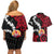 Tahiti Heiva Festival Couples Matching Off Shoulder Short Dress and Hawaiian Shirt Floral Pattern With Coat Of Arms