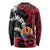 Tahiti Heiva Festival Long Sleeve Shirt Floral Pattern With Coat Of Arms