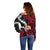 Tahiti Heiva Festival Off Shoulder Sweater Floral Pattern With Coat Of Arms