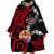 Tahiti Heiva Festival Wearable Blanket Hoodie Floral Pattern With Coat Of Arms