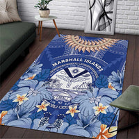 Marshall Islands Jemenei Day Area Rug Polynesian Tribal Tattoo Seashell Necklace LT05 Blue - Polynesian Pride