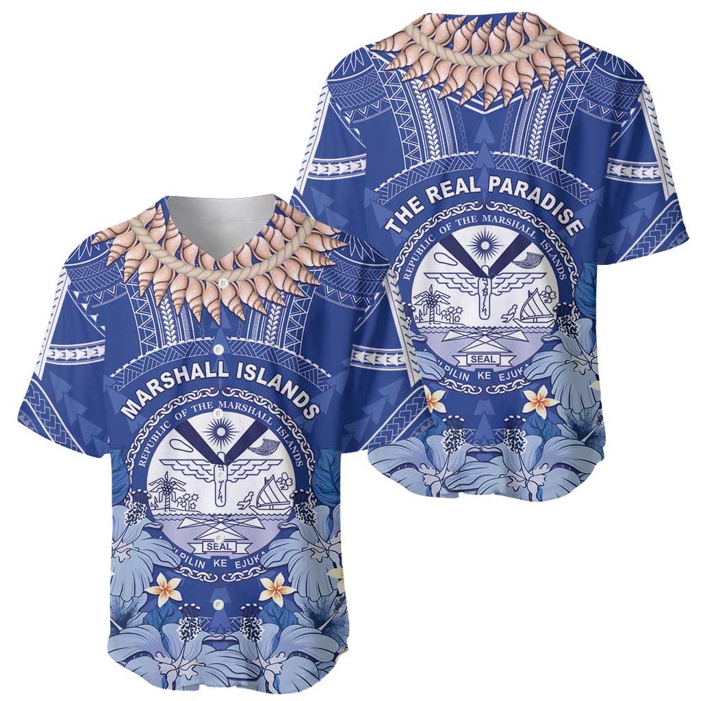 Marshall Islands Jemenei Day Baseball Jersey Polynesian Tribal Tattoo Seashell Necklace LT05 - Polynesian Pride