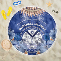 Marshall Islands Jemenei Day Beach Blanket Polynesian Tribal Tattoo Seashell Necklace LT05 One Size 150cm Blue - Polynesian Pride