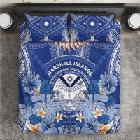 Marshall Islands Jemenei Day Bedding Set Polynesian Tribal Tattoo Seashell Necklace LT05 Blue - Polynesian Pride