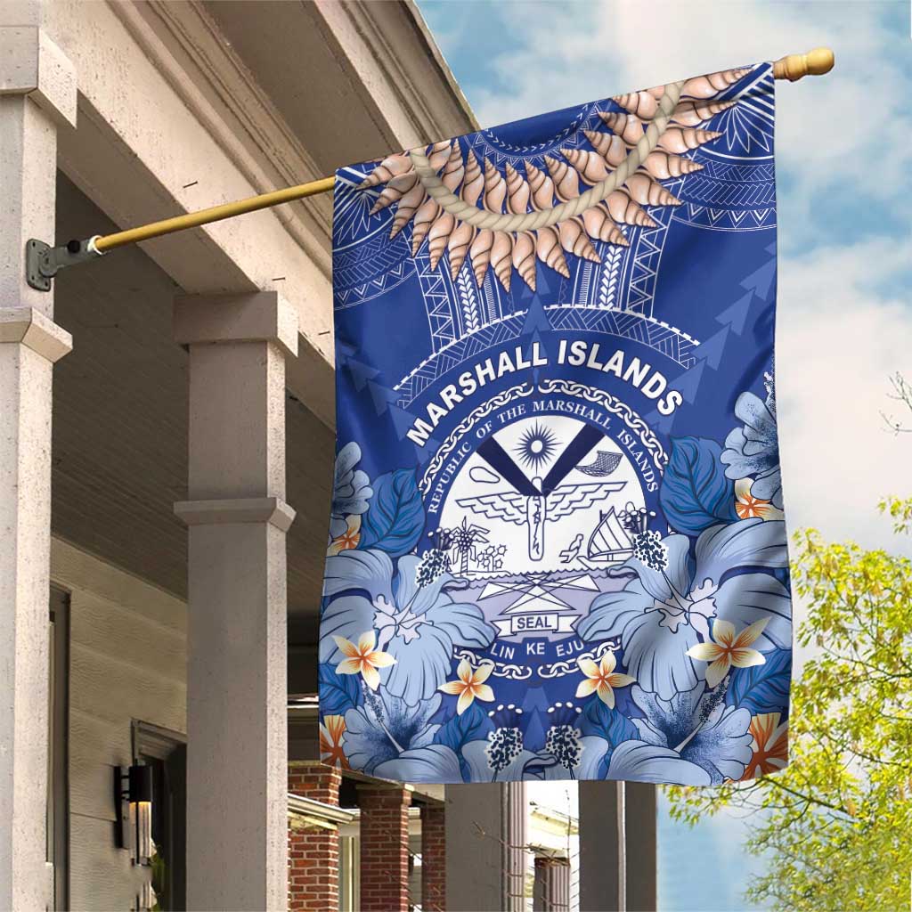 Marshall Islands Jemenei Day Garden Flag Polynesian Tribal Tattoo Seashell Necklace LT05 House Flag Blue - Polynesian Pride