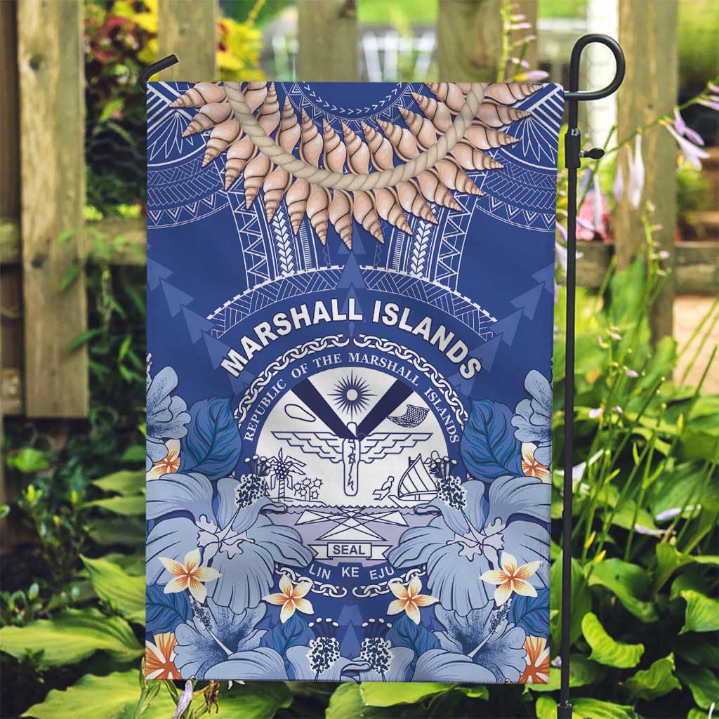 Marshall Islands Jemenei Day Garden Flag Polynesian Tribal Tattoo Seashell Necklace LT05 Garden Flag Blue - Polynesian Pride