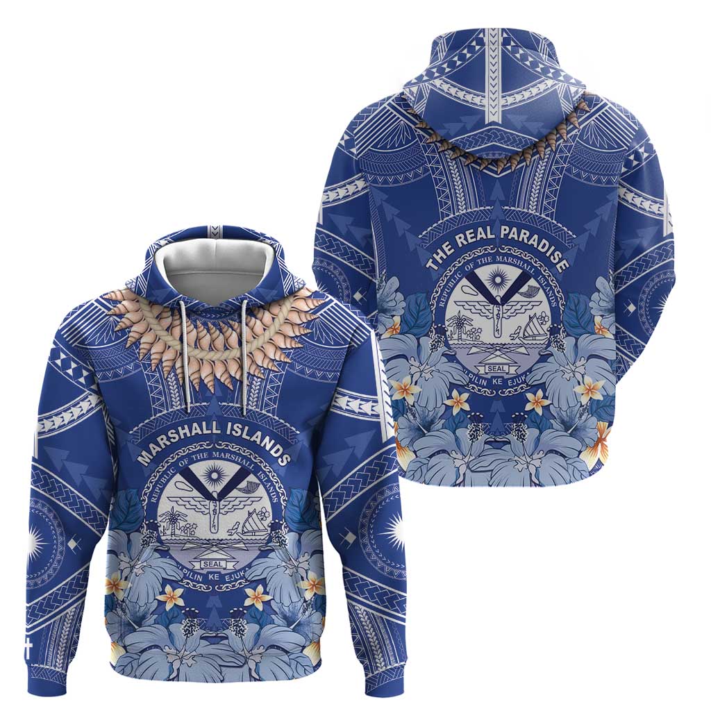 Marshall Islands Jemenei Day Hoodie Polynesian Tribal Tattoo Seashell Necklace LT05 - Polynesian Pride