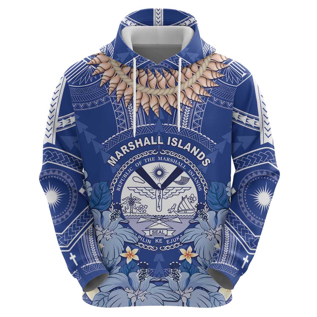 Marshall Islands Jemenei Day Hoodie Polynesian Tribal Tattoo Seashell Necklace LT05 - Polynesian Pride