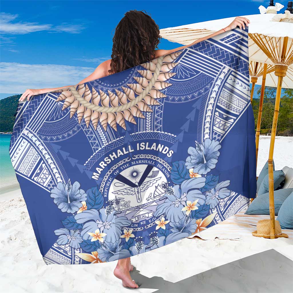 Marshall Islands Jemenei Day Sarong Polynesian Tribal Tattoo Seashell Necklace LT05 One Size 44 x 66 inches Blue - Polynesian Pride