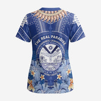 Marshall Islands Jemenei Day Scrub Top Polynesian Tribal Tattoo Seashell Necklace LT05 - Polynesian Pride