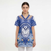Marshall Islands Jemenei Day Scrub Top Polynesian Tribal Tattoo Seashell Necklace LT05 - Polynesian Pride