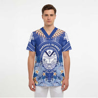 Marshall Islands Jemenei Day Scrub Top Polynesian Tribal Tattoo Seashell Necklace LT05 - Polynesian Pride