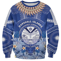 Marshall Islands Jemenei Day Sweatshirt Polynesian Tribal Tattoo Seashell Necklace LT05 Unisex Blue - Polynesian Pride