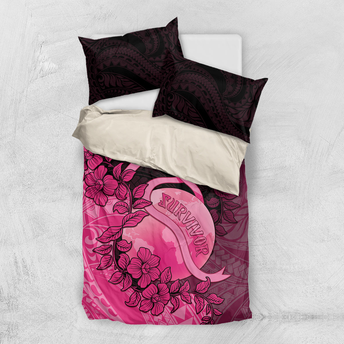 Cancer Fighter Bedding Set I Beat Cancer LT05 US Twin 172cm x 218cm Pink - Polynesian Pride