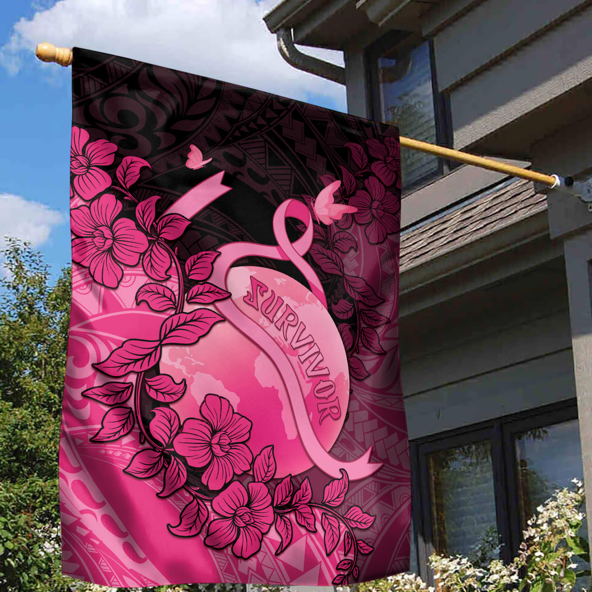 Cancer Fighter Garden Flag I Beat Cancer LT05 - Polynesian Pride