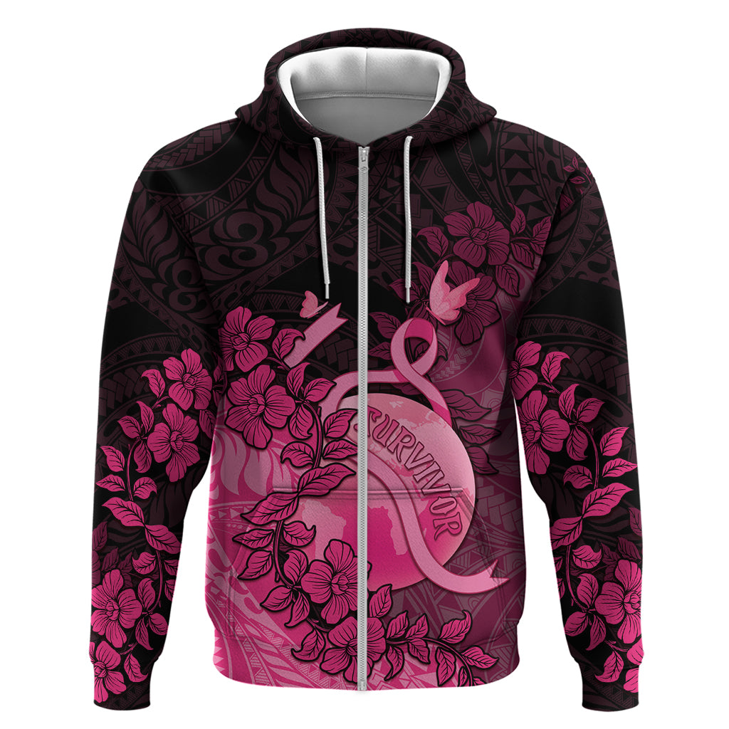 Personalised Cancer Fighter Hoodie I Beat Cancer LT05 Zip Hoodie Pink - Polynesian Pride