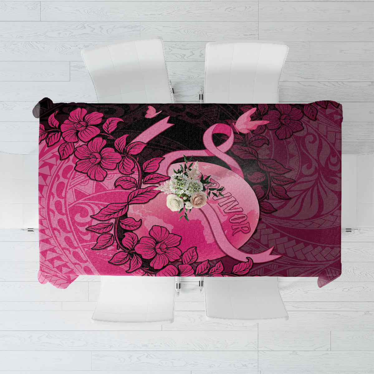 Cancer Fighter Tablecloth I Beat Cancer LT05 Pink - Polynesian Pride