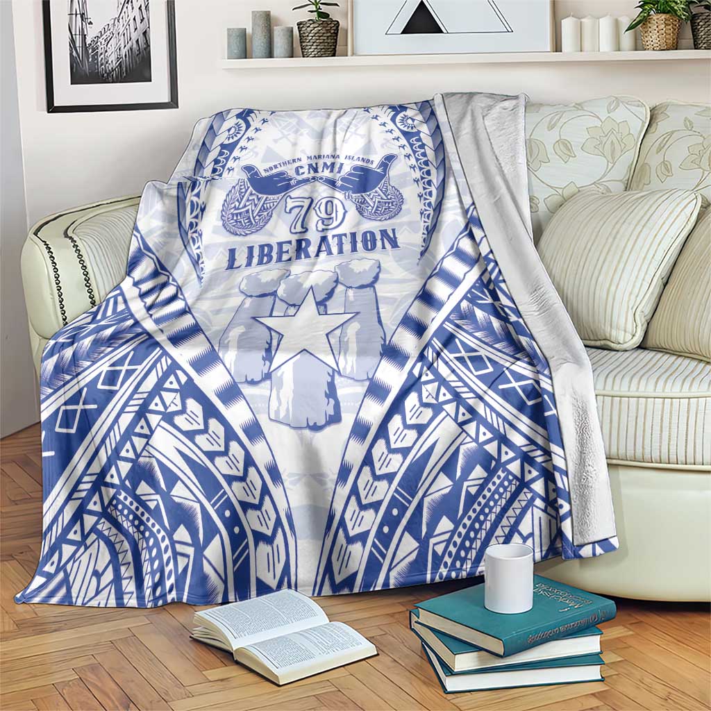 Northern Mariana Islands Liberation Day Blanket 79th Anniversary LT05 Blue - Polynesian Pride