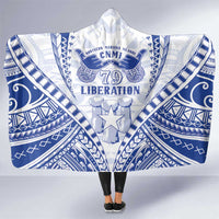 Northern Mariana Islands Liberation Day Hooded Blanket 79th Anniversary LT05 One Size Blue - Polynesian Pride