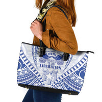 Northern Mariana Islands Liberation Day Leather Tote Bag 79th Anniversary LT05 Blue - Polynesian Pride