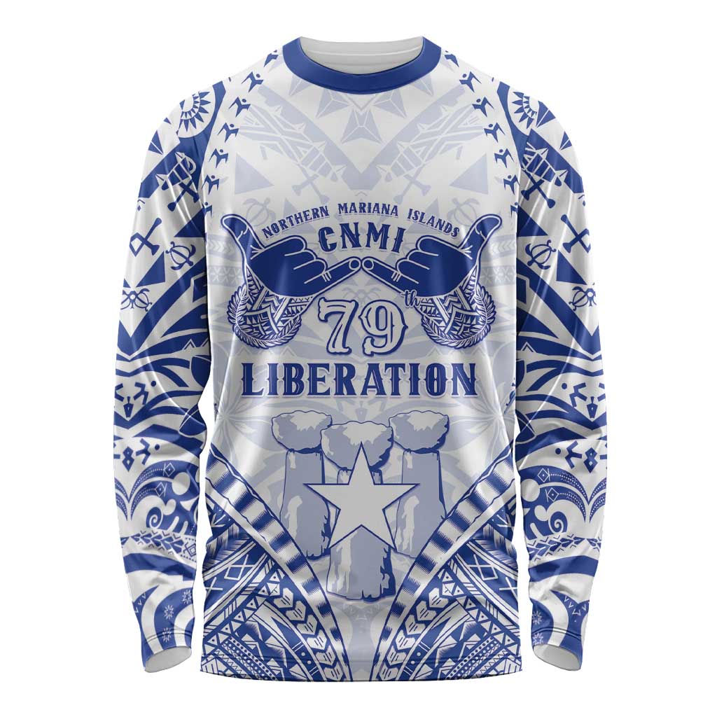 Northern Mariana Islands Liberation Day Long Sleeve Shirt 79th Anniversary LT05 Unisex Blue - Polynesian Pride