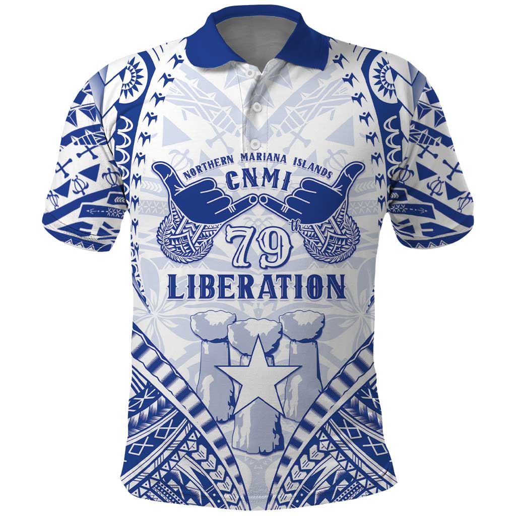 Northern Mariana Islands Liberation Day Polo Shirt 79th Anniversary LT05 Blue - Polynesian Pride