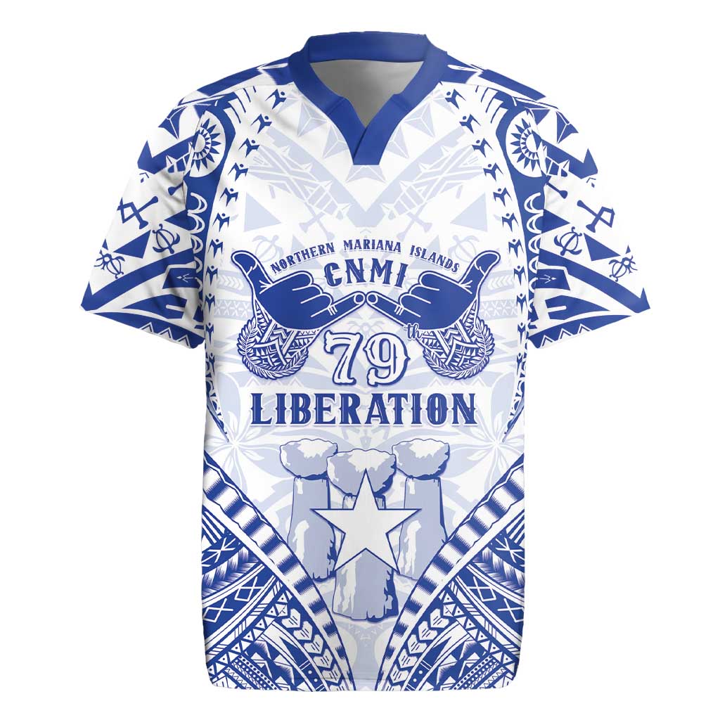 Northern Mariana Islands Liberation Day Rugby Jersey 79th Anniversary LT05 Blue - Polynesian Pride