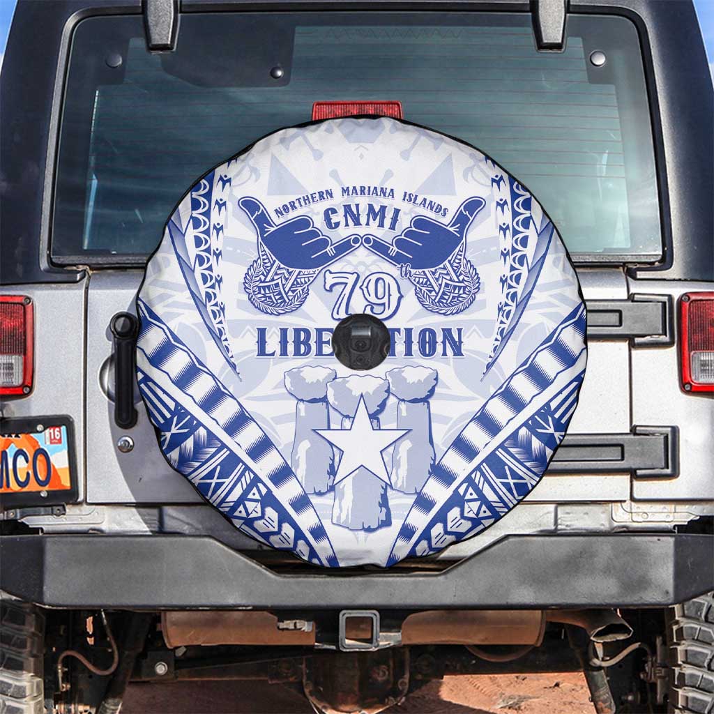 Northern Mariana Islands Liberation Day Spare Tire Cover 79th Anniversary LT05 Blue - Polynesian Pride