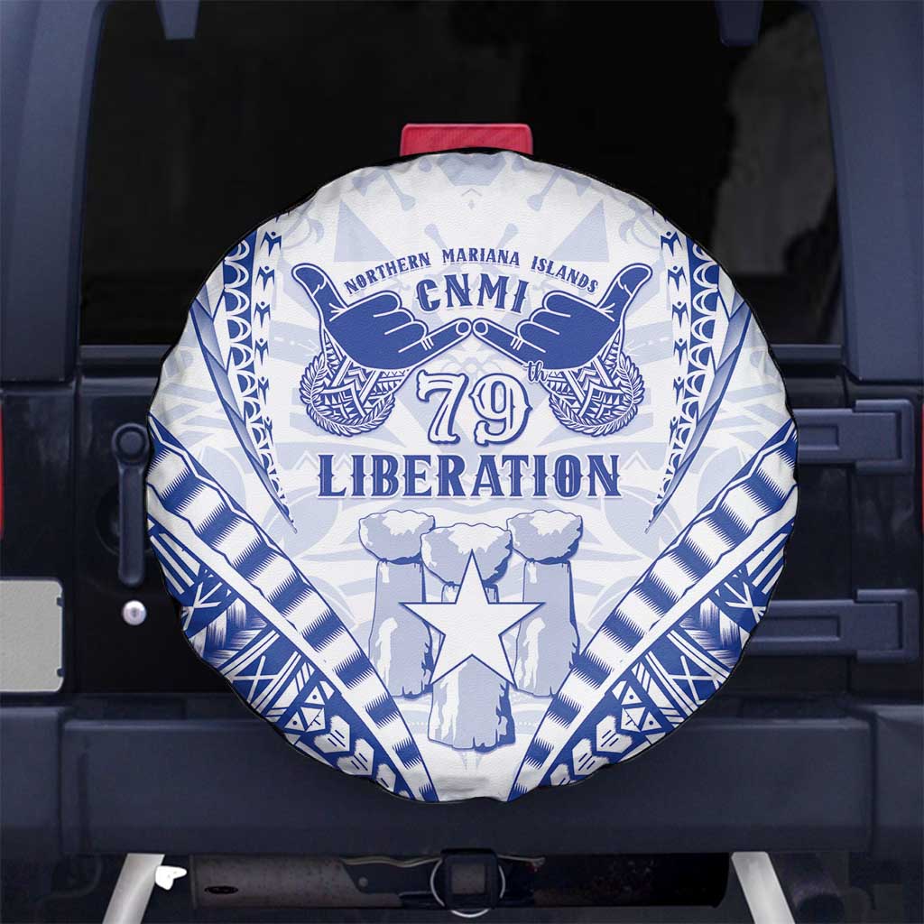 Northern Mariana Islands Liberation Day Spare Tire Cover 79th Anniversary LT05 No hole Blue - Polynesian Pride