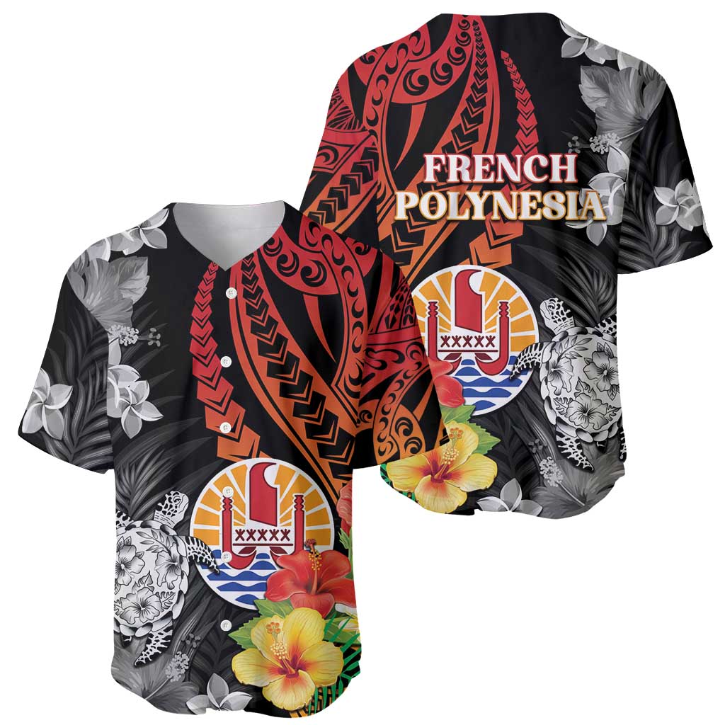 French Polynesia Bastille Day Baseball Jersey Tropical Turtle Hibiscus Polynesian Pattern LT05 - Polynesian Pride