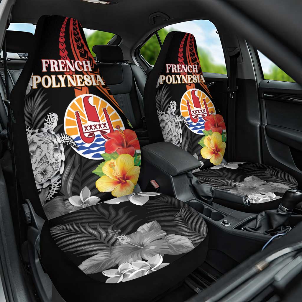 French Polynesia Bastille Day Car Seat Cover Tropical Turtle Hibiscus Polynesian Pattern LT05 One Size Black - Polynesian Pride