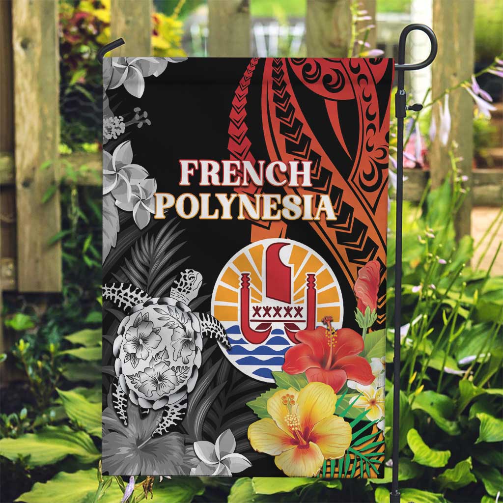 French Polynesia Bastille Day Garden Flag Tropical Turtle Hibiscus Polynesian Pattern LT05 Garden Flag Black - Polynesian Pride