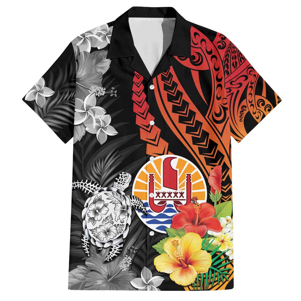 French Polynesia Bastille Day Hawaiian Shirt Tropical Turtle Hibiscus Polynesian Pattern LT05 Black - Polynesian Pride