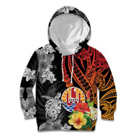 French Polynesia Bastille Day Kid Hoodie Tropical Turtle Hibiscus Polynesian Pattern LT05 Hoodie Black - Polynesian Pride