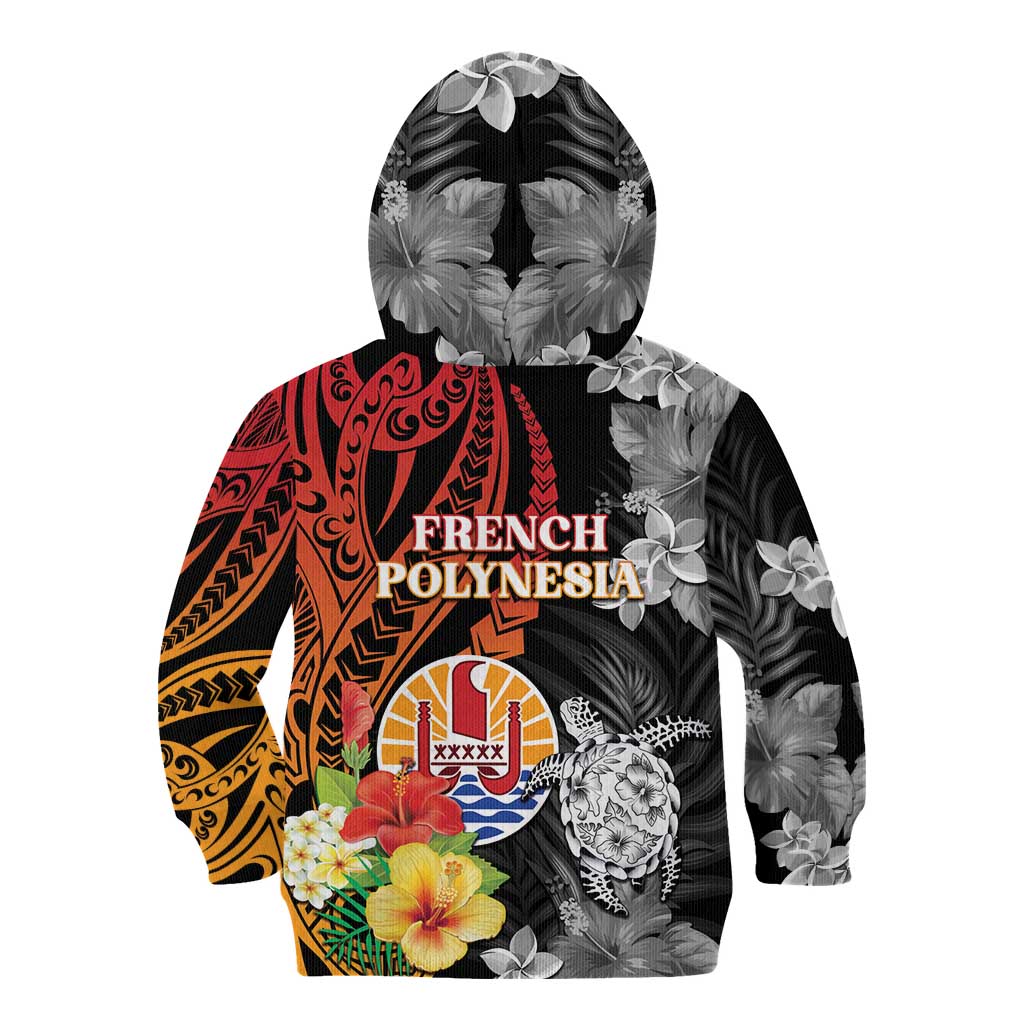 French Polynesia Bastille Day Kid Hoodie Tropical Turtle Hibiscus Polynesian Pattern LT05 - Polynesian Pride