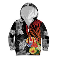 French Polynesia Bastille Day Kid Hoodie Tropical Turtle Hibiscus Polynesian Pattern LT05 Zip Hoodie Black - Polynesian Pride